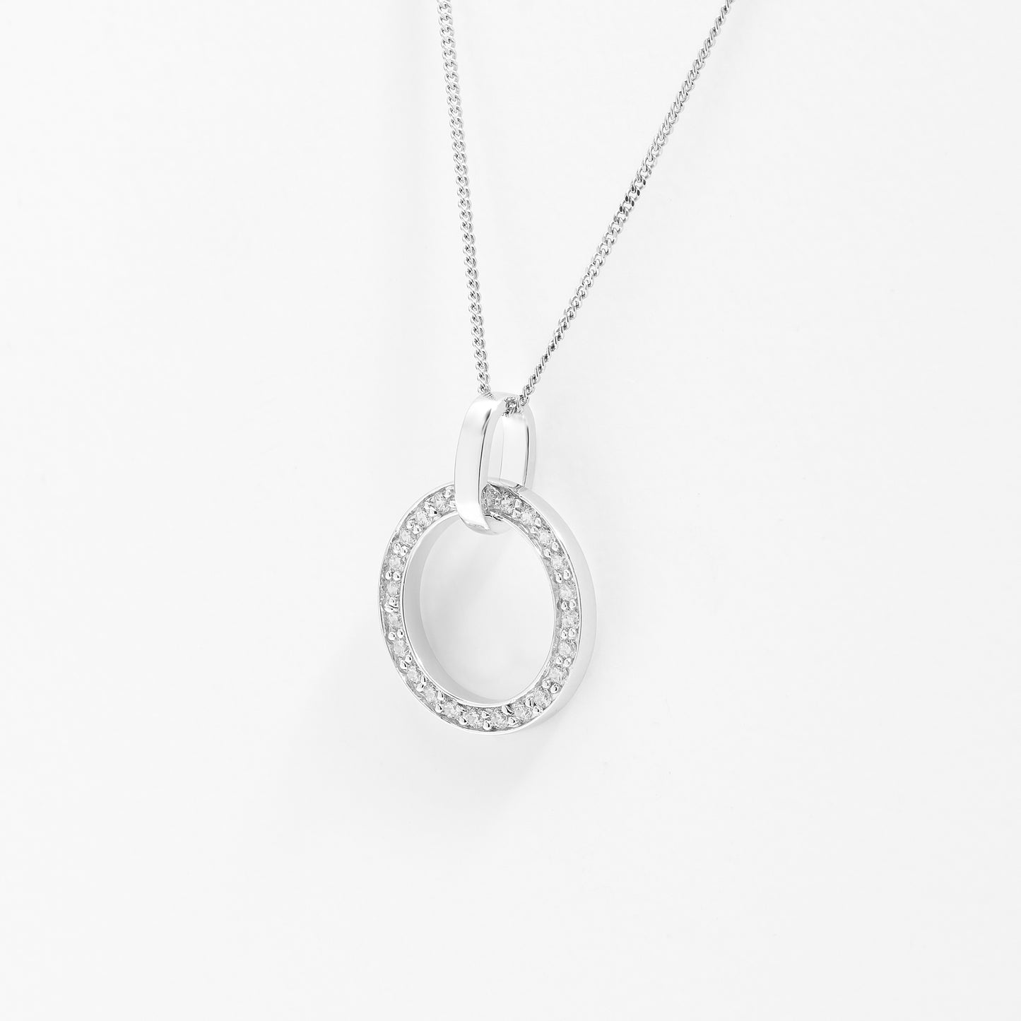 Sterling Silver Zirconia Open Circle Pendant