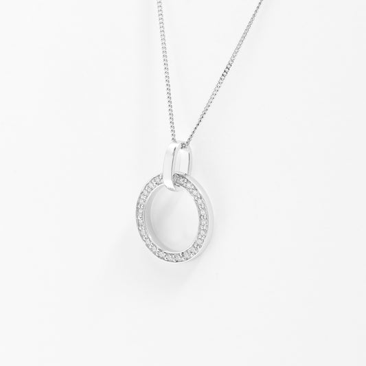 Sterling Silver Zirconia Open Circle Pendant