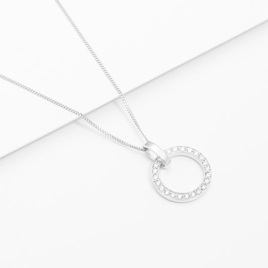 Sterling Silver Zirconia Open Circle Pendant