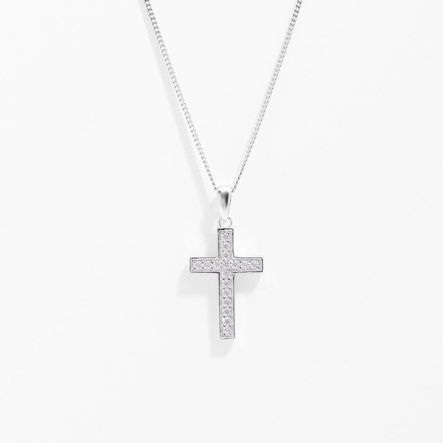 Sterling Silver Zirconia Grain Set Cross Pendant