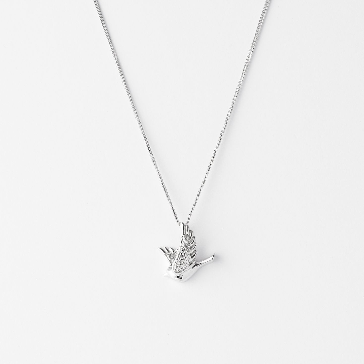 Sterling Silver Zirconia Dove Pendant