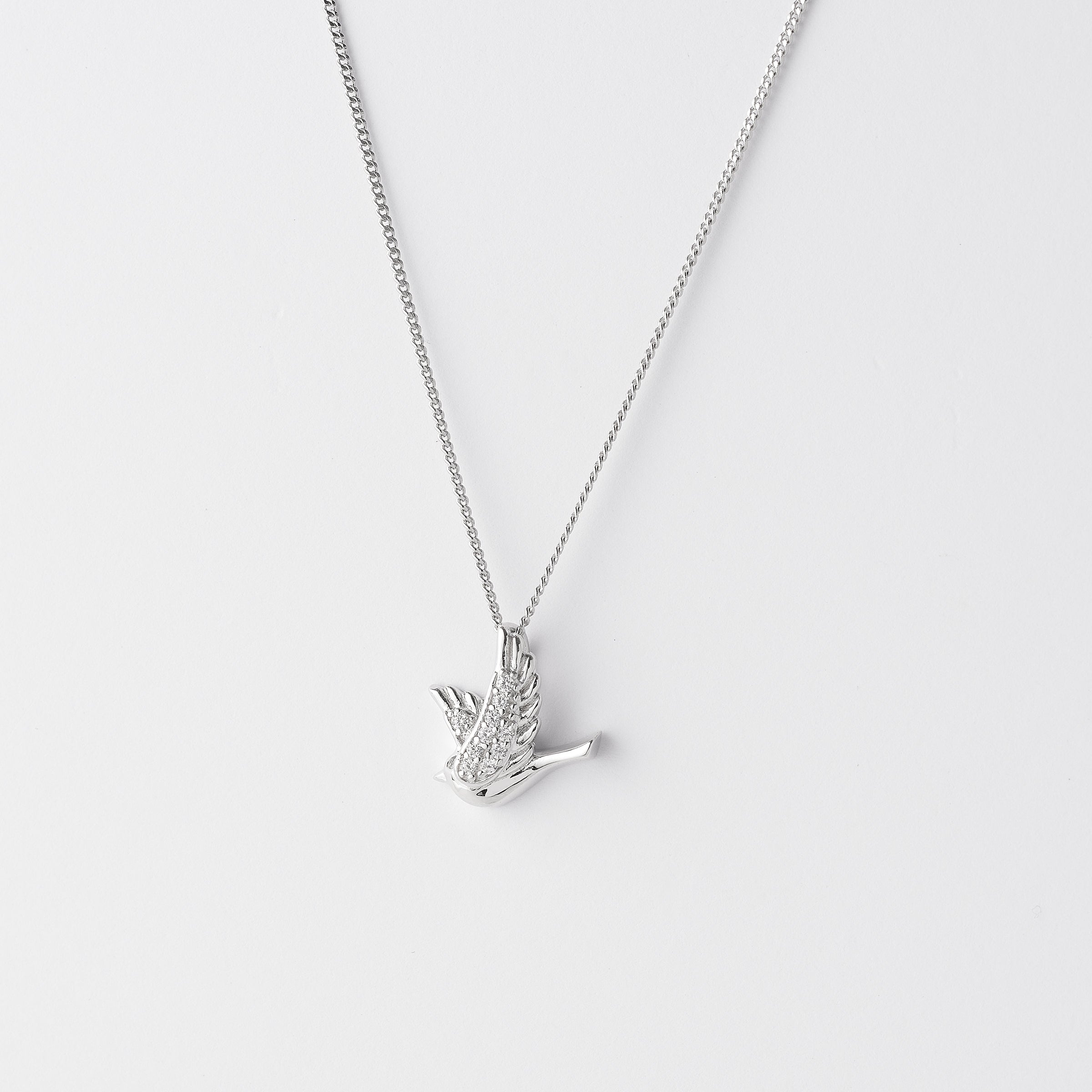 Sterling Silver Zirconia Dove Pendant