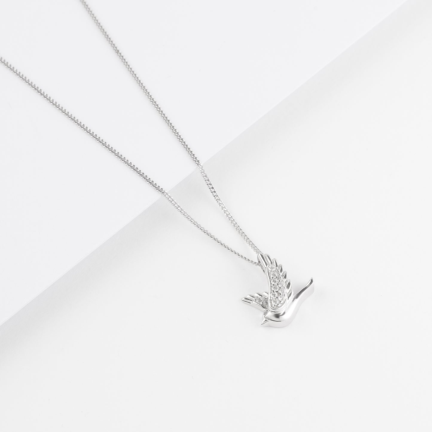 Sterling Silver Zirconia Dove Pendant