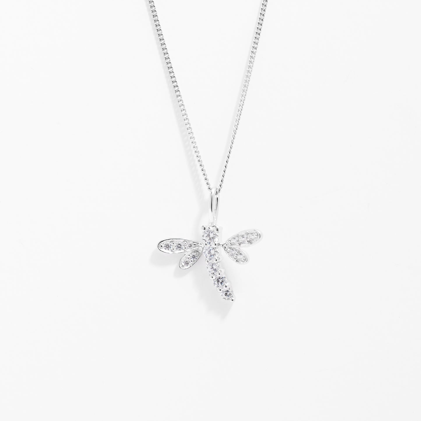 Sterling Silver Zirconia Dragonfly Pendant
