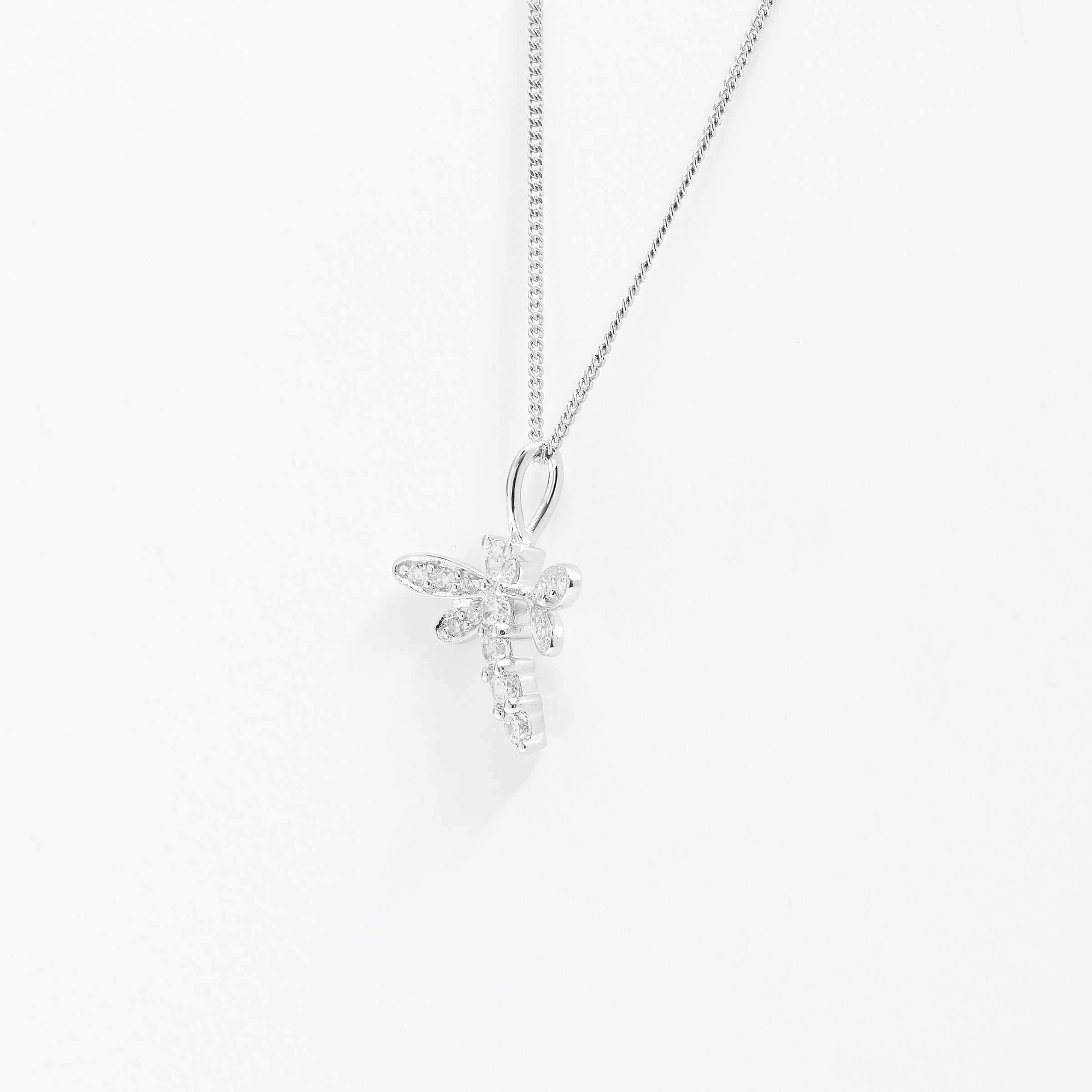 Sterling Silver Zirconia Dragonfly Pendant