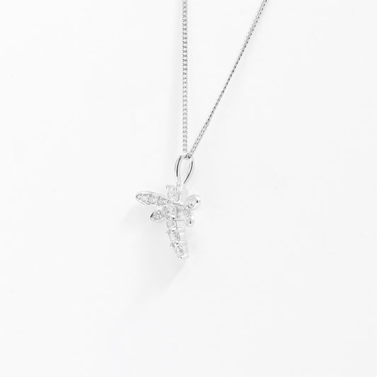 Sterling Silver Zirconia Dragonfly Pendant