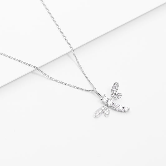 Sterling Silver Zirconia Dragonfly Pendant