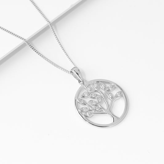 Sterling Silver Zirconia Tree Of Life Pendant