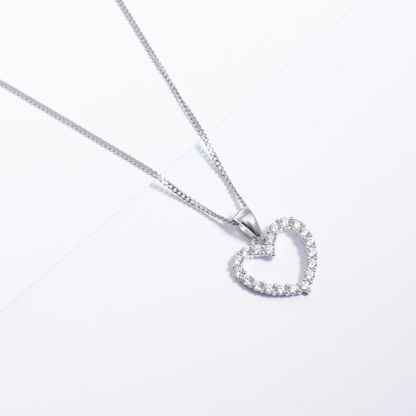 Sterling Silver Zirconia Open Heart Pendant