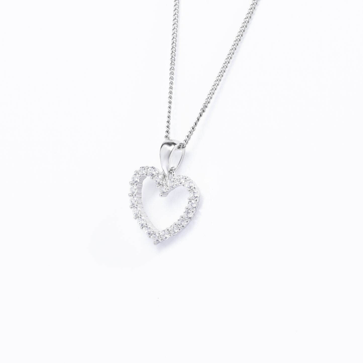 Sterling Silver Zirconia Open Heart Pendant