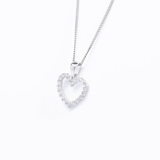 Sterling Silver Zirconia Open Heart Pendant