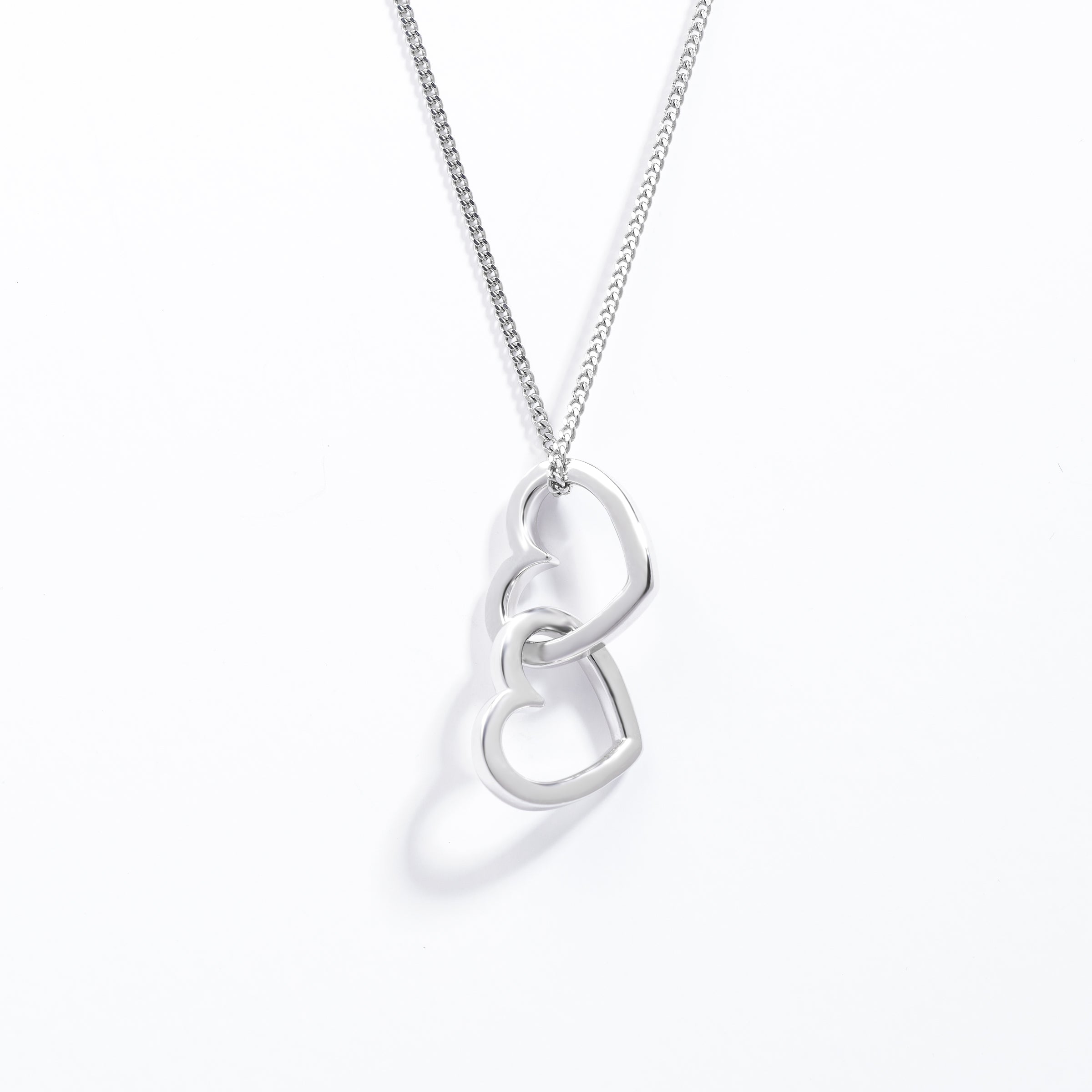 Sterling Silver Double Interlocking Open Heart Pendant