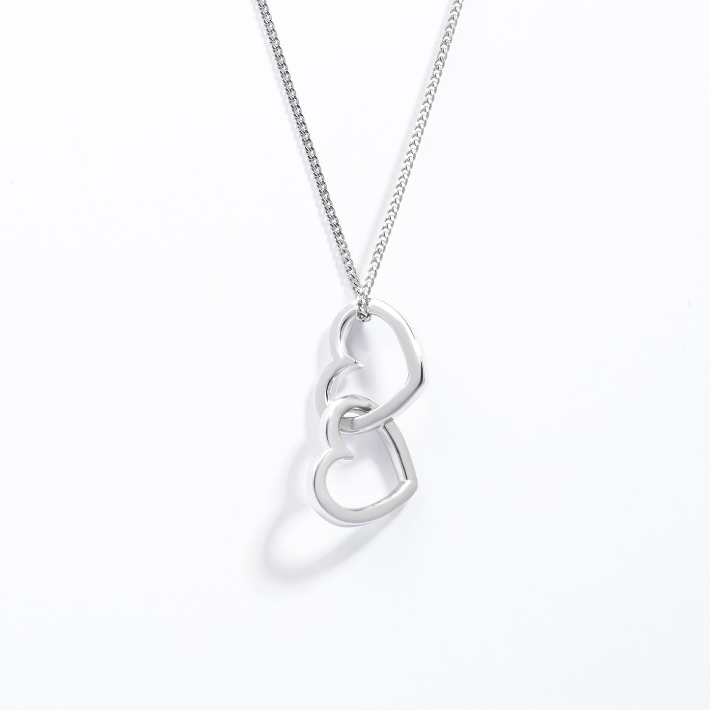 Sterling Silver Double Interlocking Open Heart Pendant