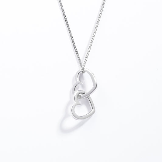 Sterling Silver Double Interlocking Open Heart Pendant