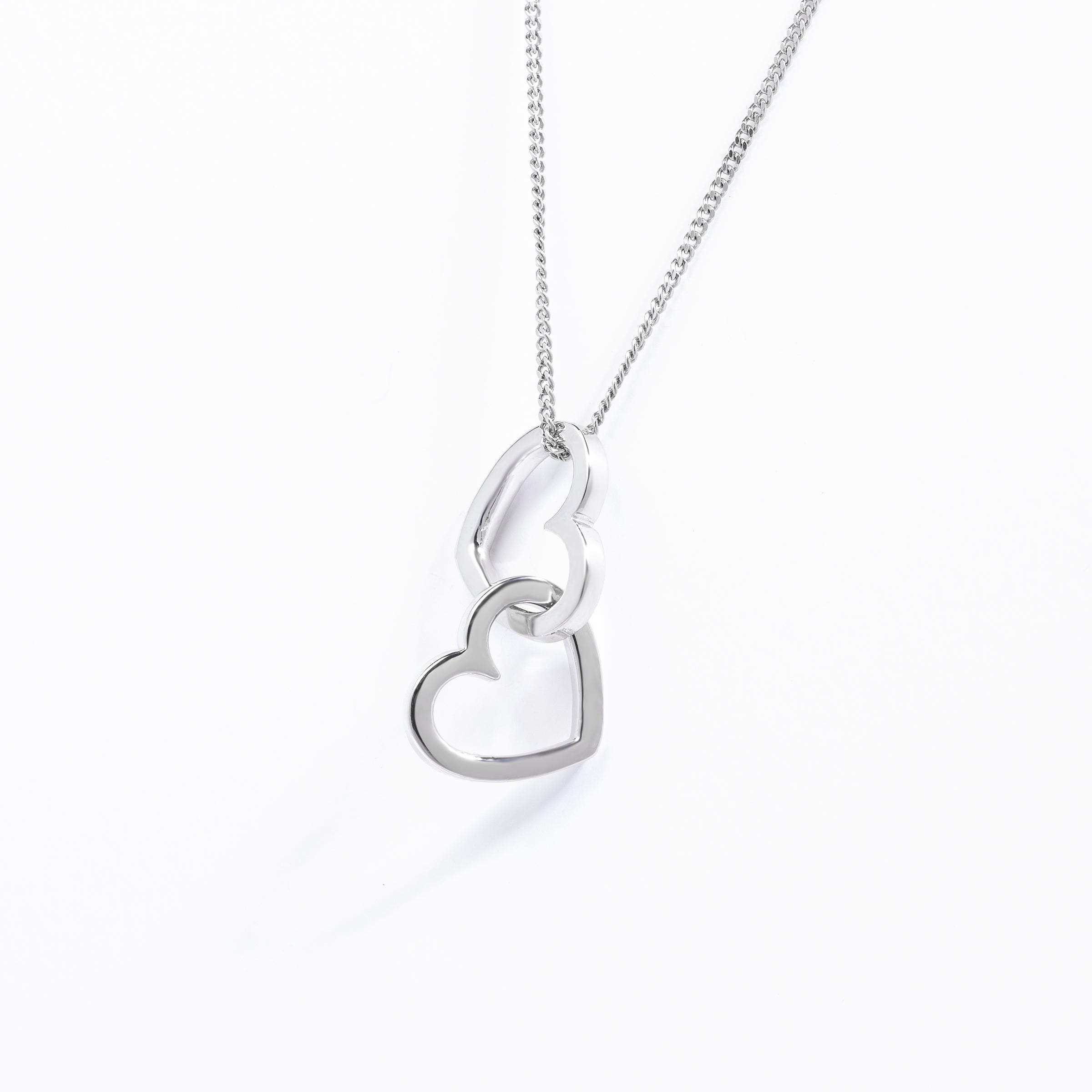 Sterling Silver Double Interlocking Open Heart Pendant