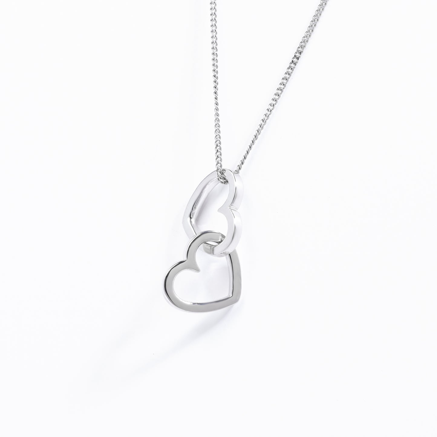 Sterling Silver Double Interlocking Open Heart Pendant