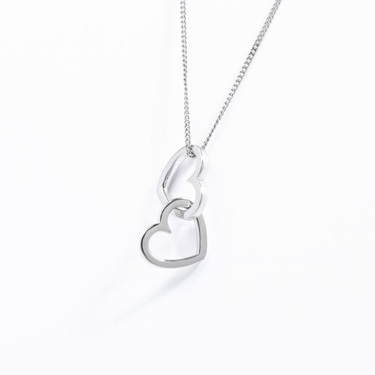 Sterling Silver Double Interlocking Open Heart Pendant