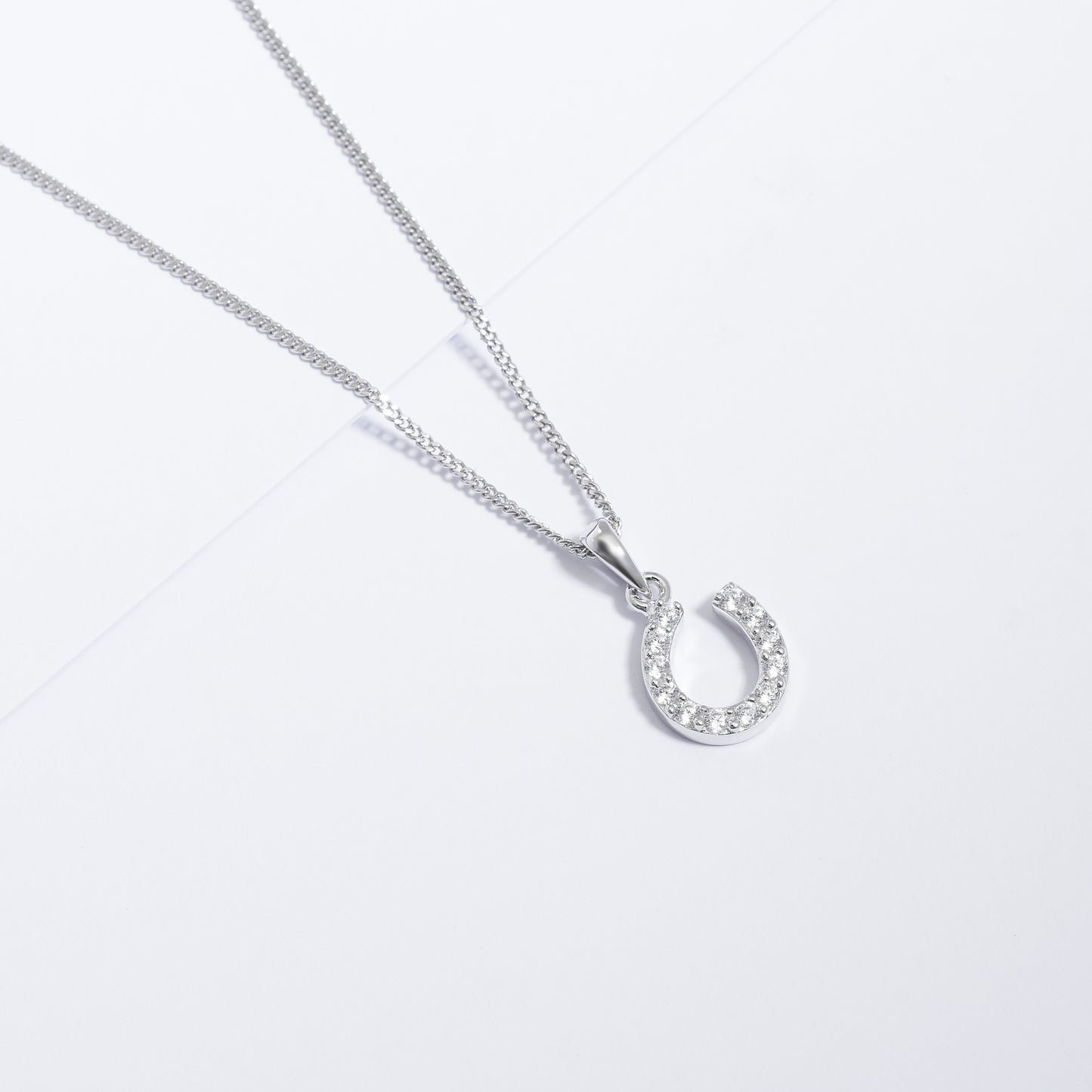 Sterling Silver Zirconia Horseshoe Pendant