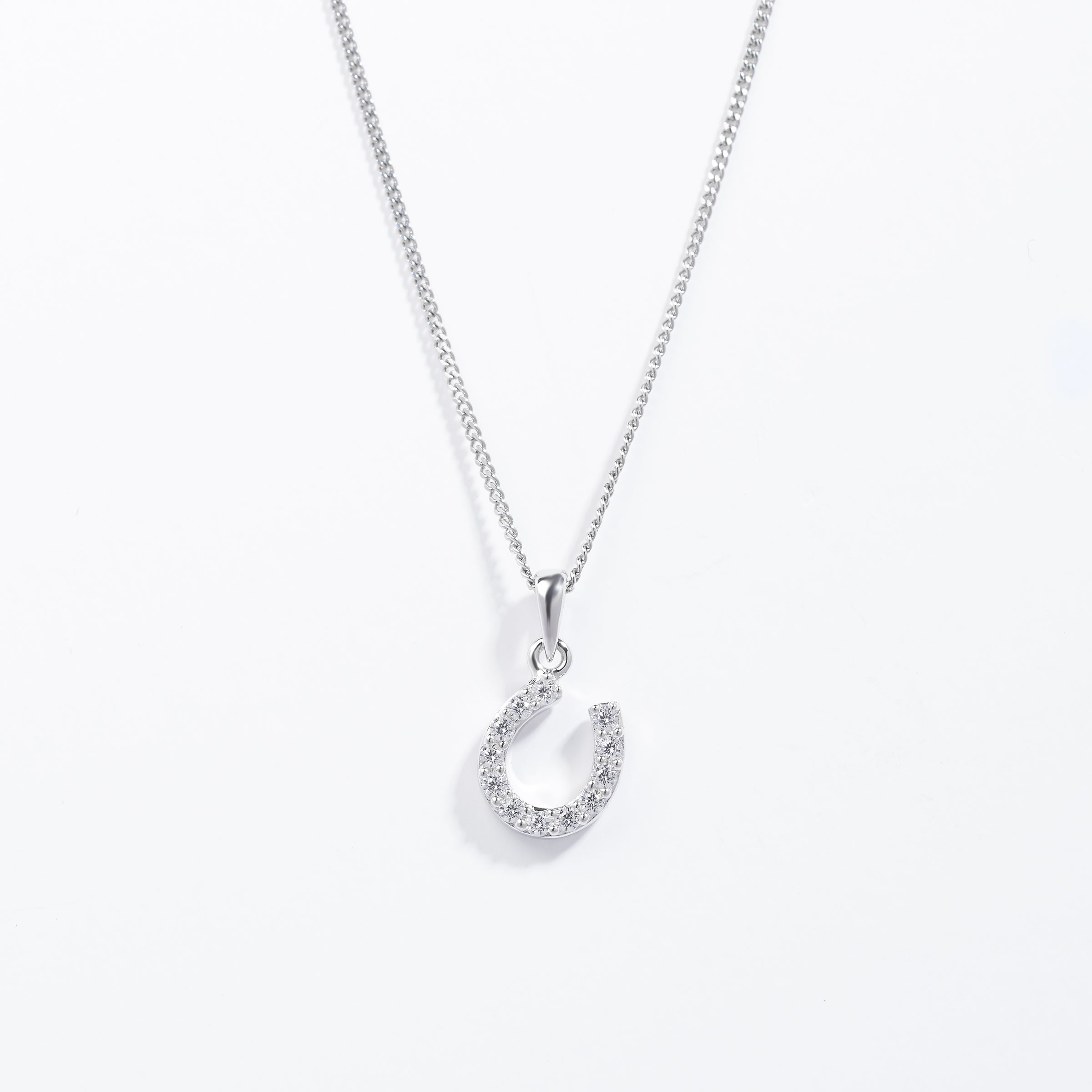 Sterling Silver Zirconia Horseshoe Pendant