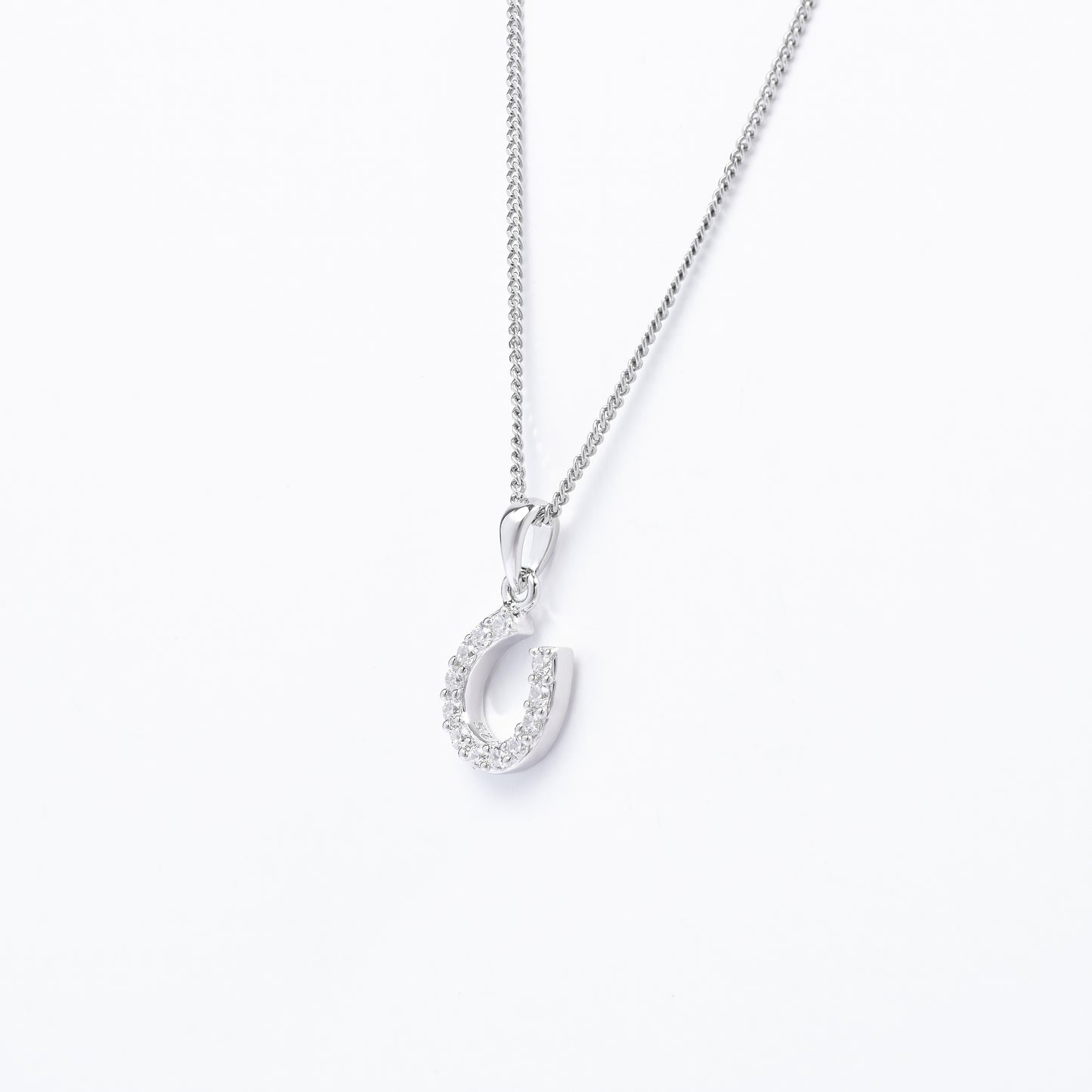 Sterling Silver Zirconia Horseshoe Pendant