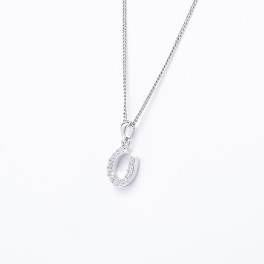 Sterling Silver Zirconia Horseshoe Pendant