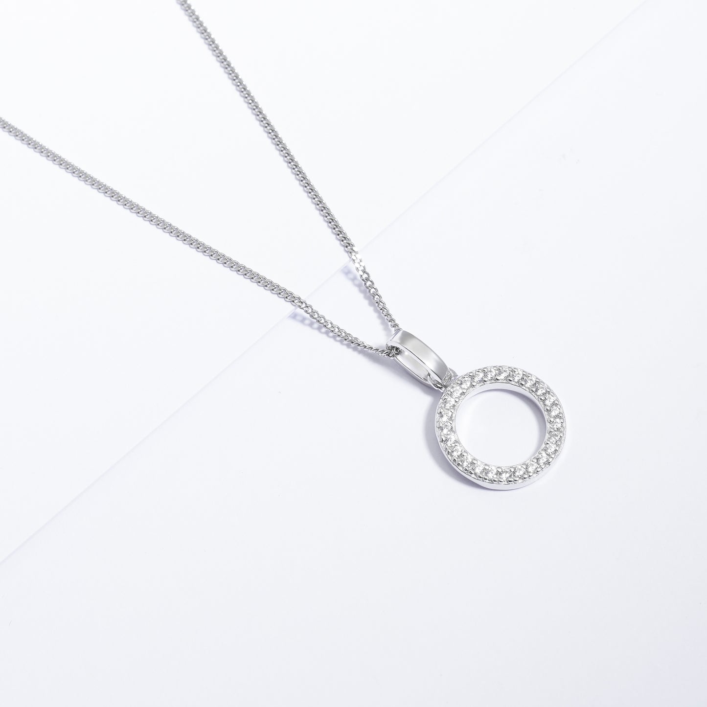 Sterling Silver Zirconia Open Circle Drop Pendant