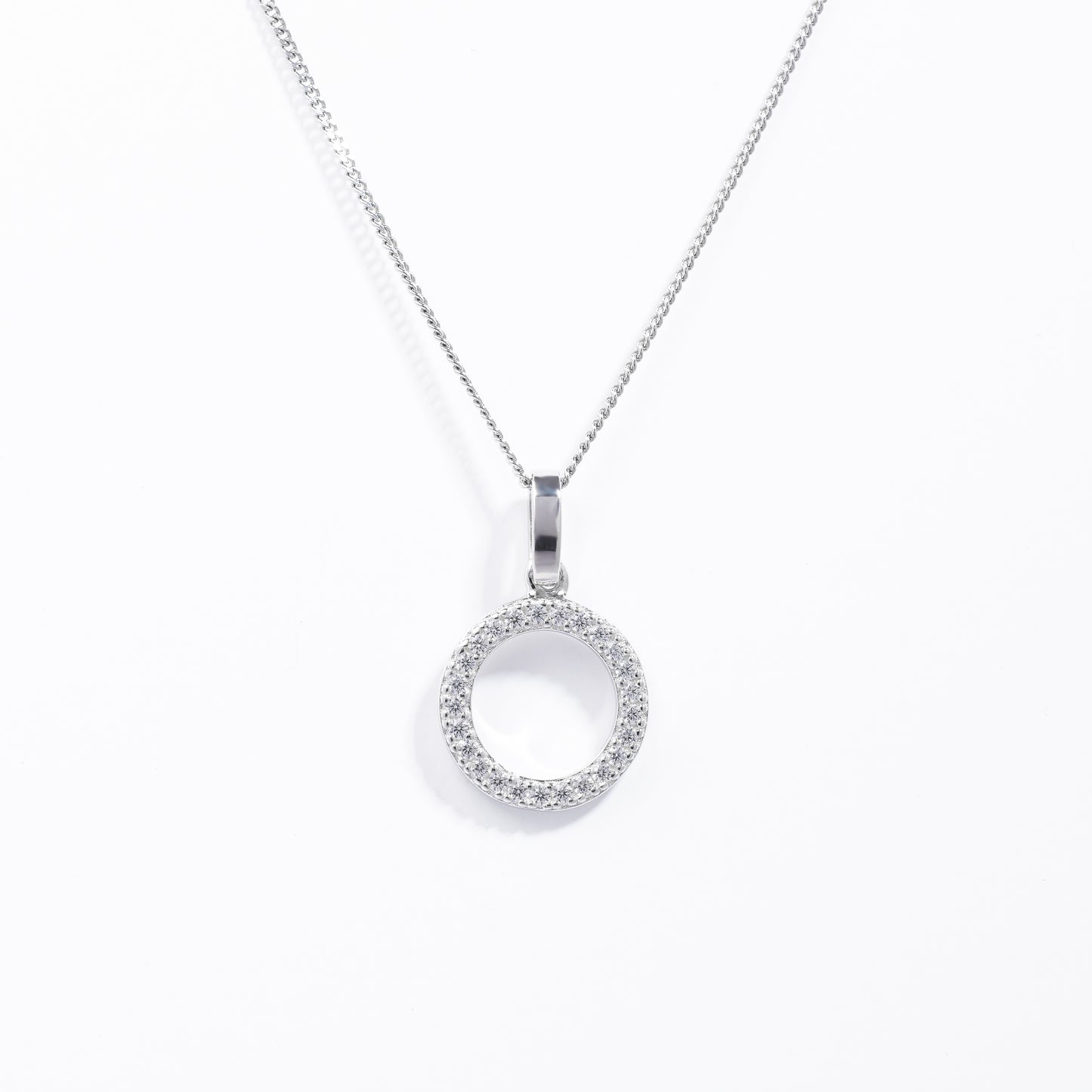 Sterling Silver Zirconia Open Circle Drop Pendant