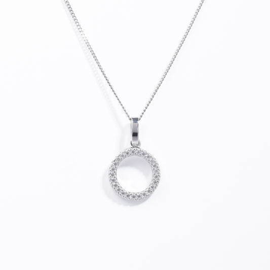 Sterling Silver Zirconia Open Circle Drop Pendant