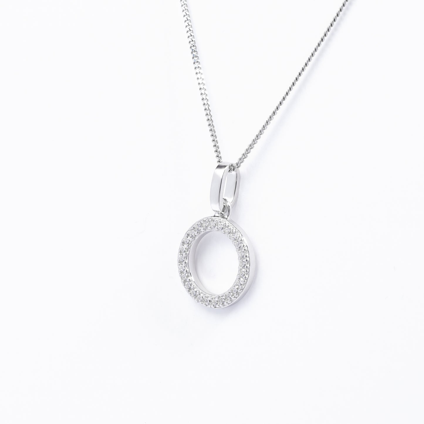 Sterling Silver Zirconia Open Circle Drop Pendant