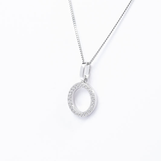 Sterling Silver Zirconia Open Circle Drop Pendant