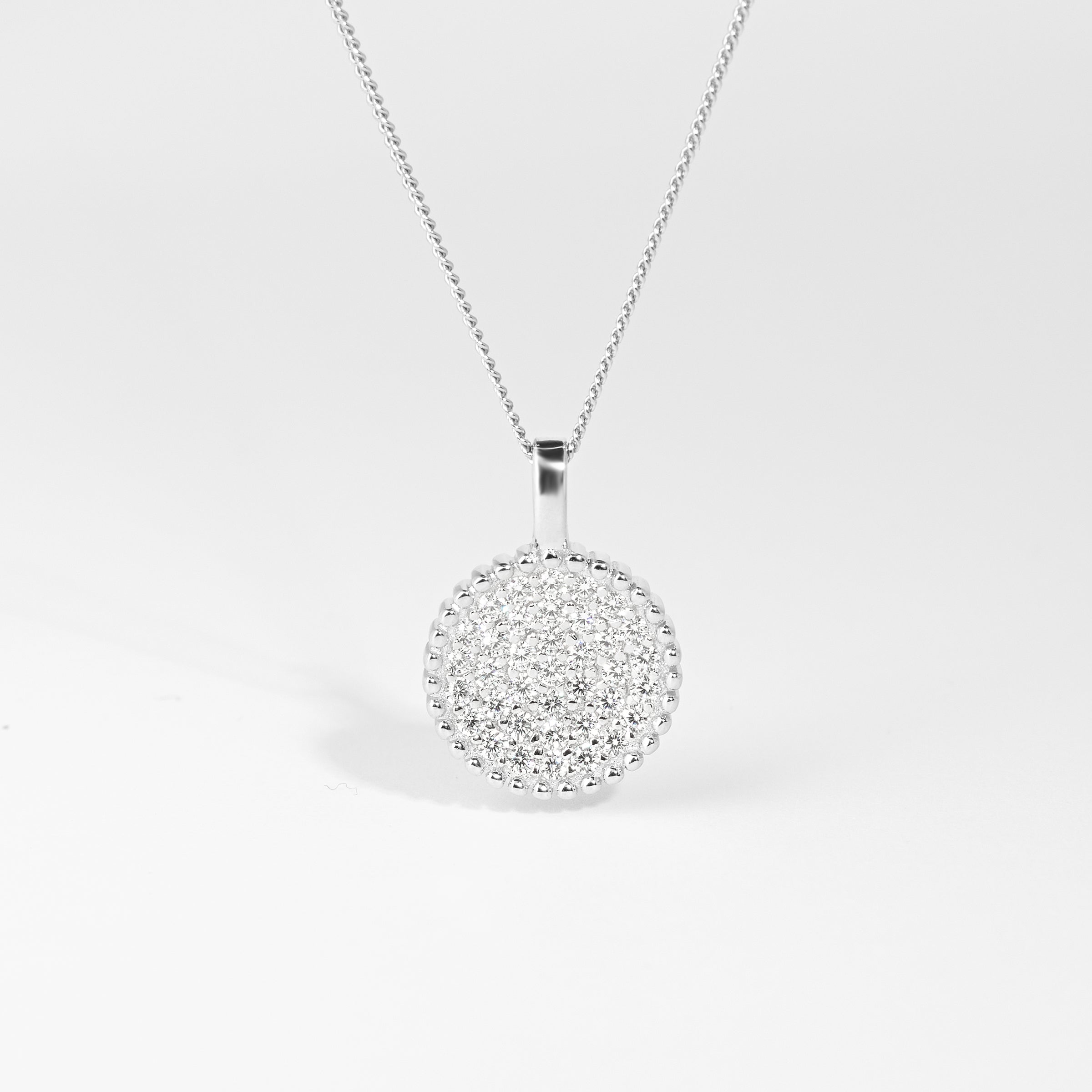 Sterling Silver Round Pave Zirconia Pendant