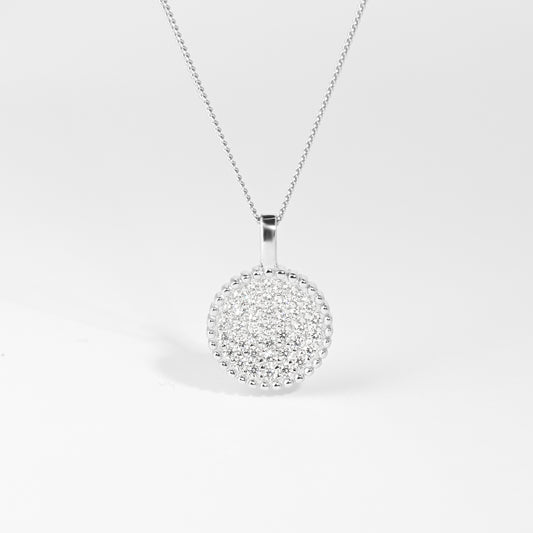 Sterling Silver Round Pave Zirconia Pendant