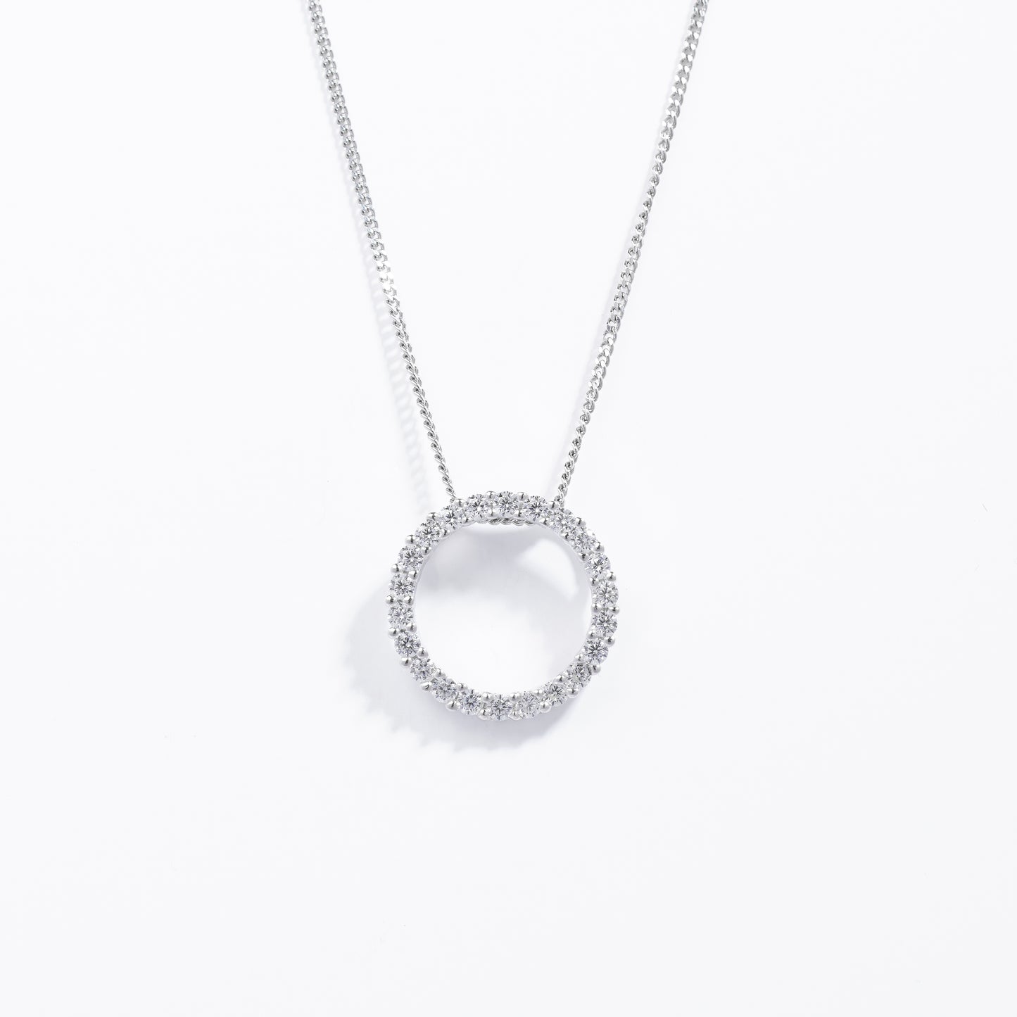 Sterling Silver Zirconia Circle Floating Slider Pendant