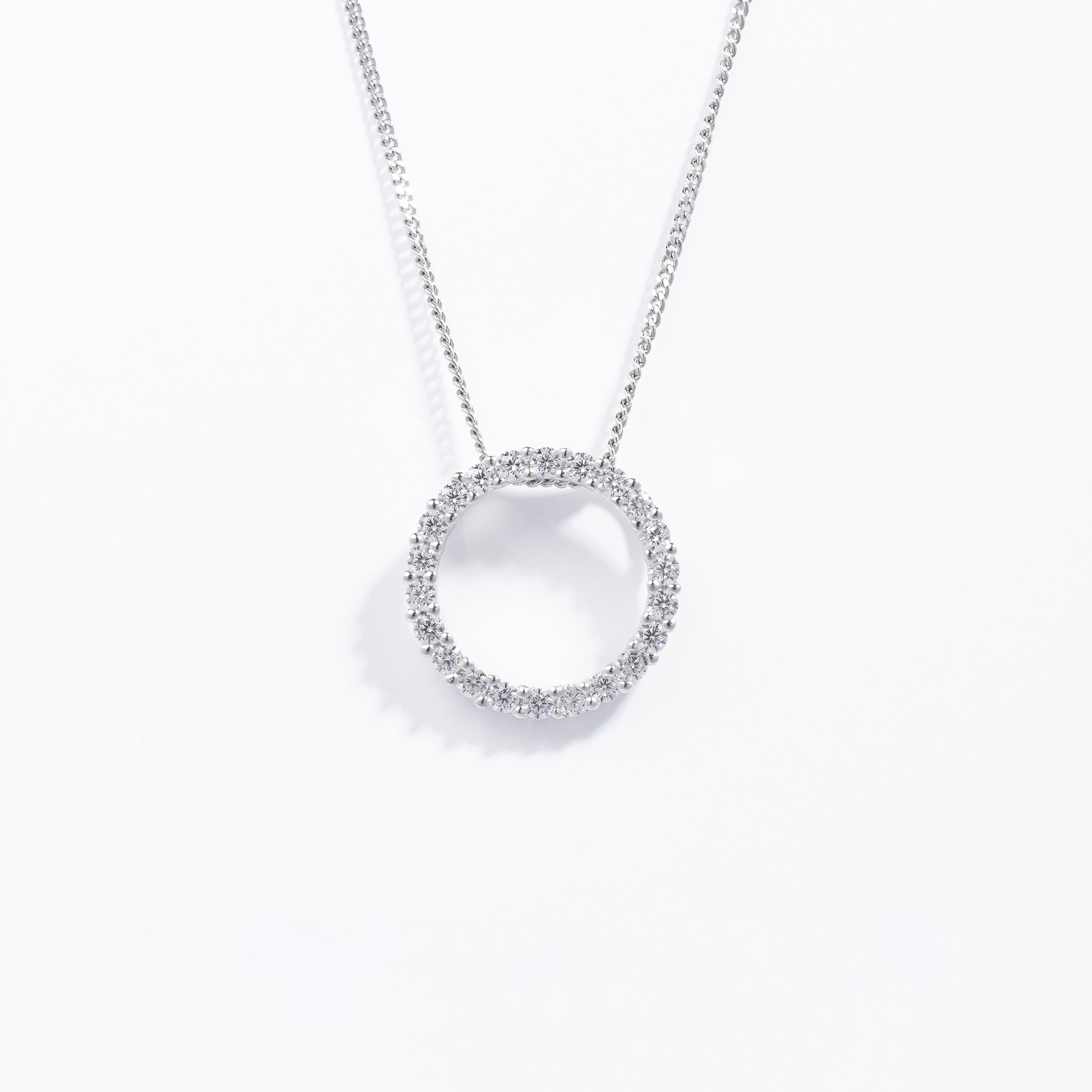 Sterling Silver Zirconia Circle Floating Slider Pendant