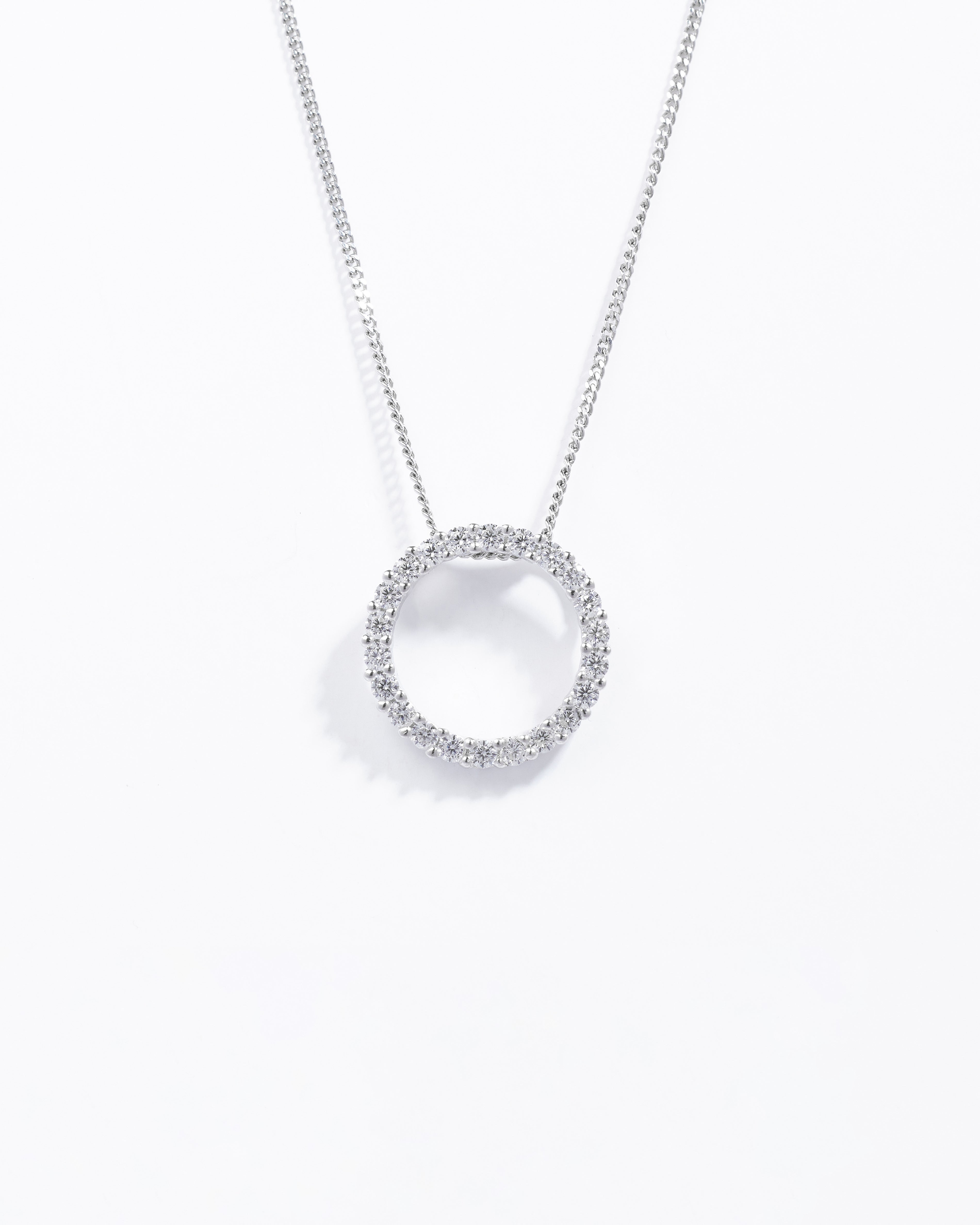Sterling Silver Zirconia Circle Floating Slider Pendant