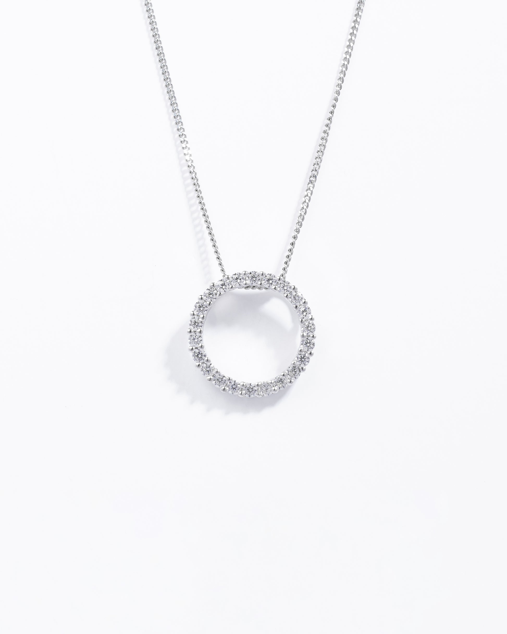 Sterling Silver Zirconia Circle Floating Slider Pendant