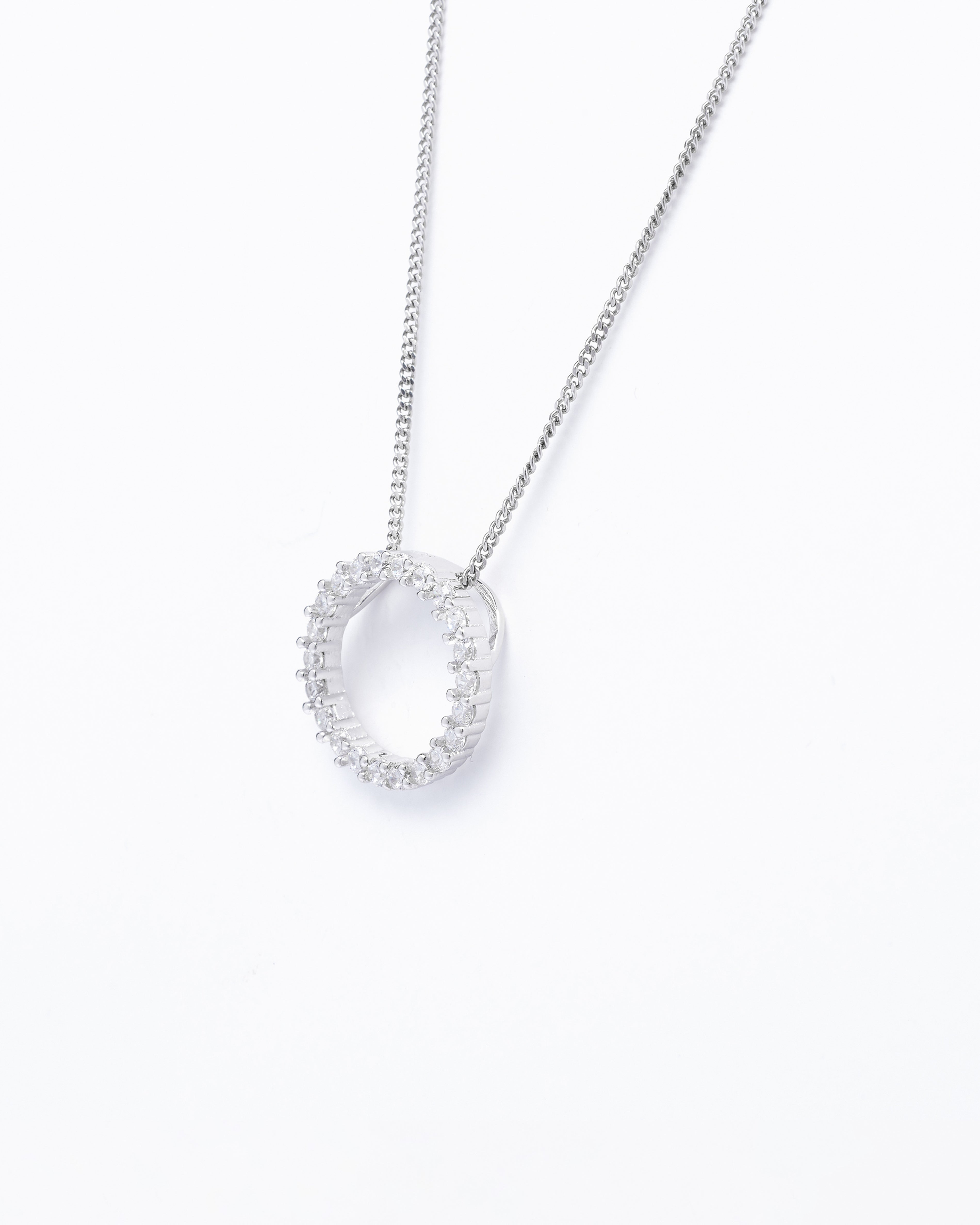 Sterling Silver Zirconia Circle Floating Slider Pendant