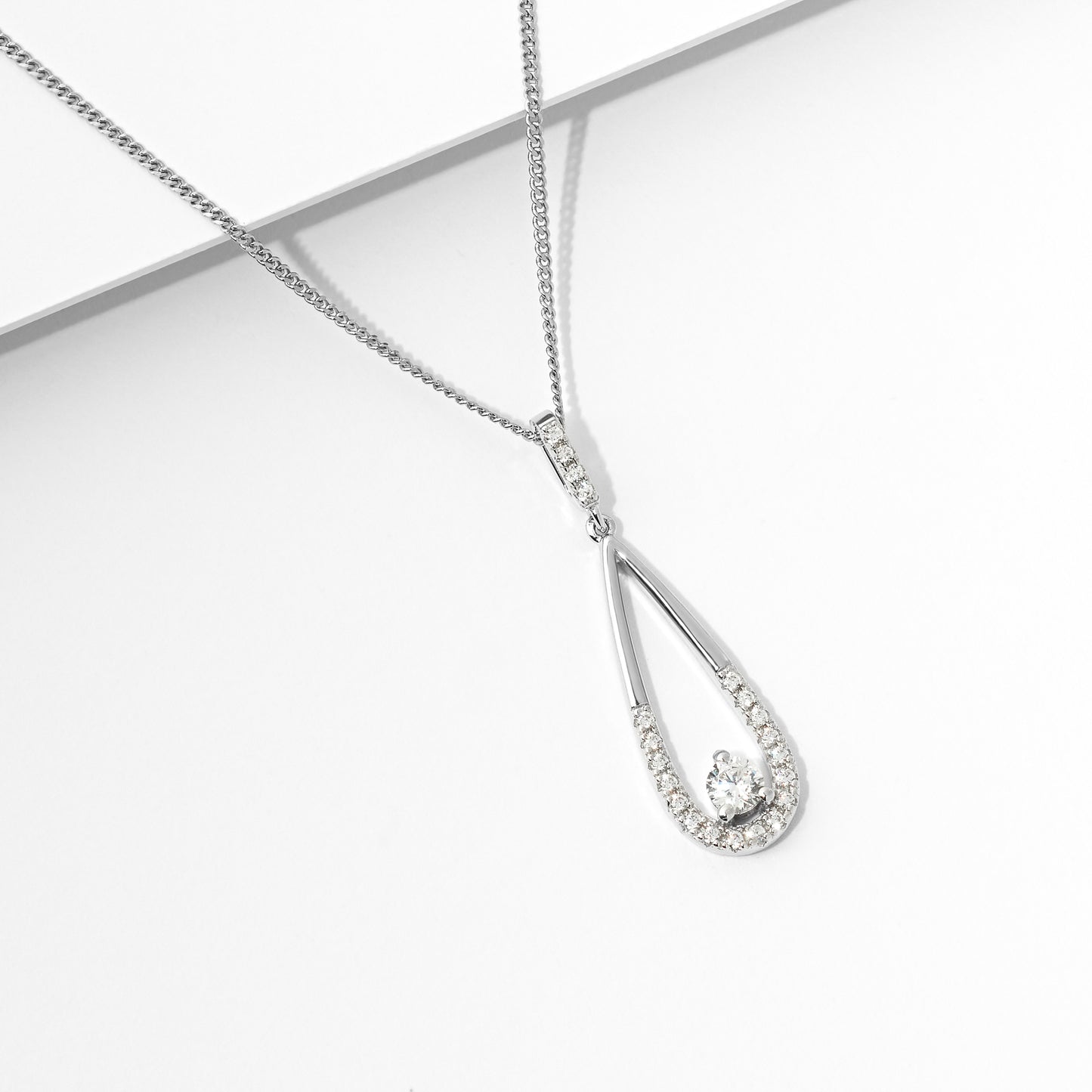 Sterling Silver Teardrop Zirconia Pendant