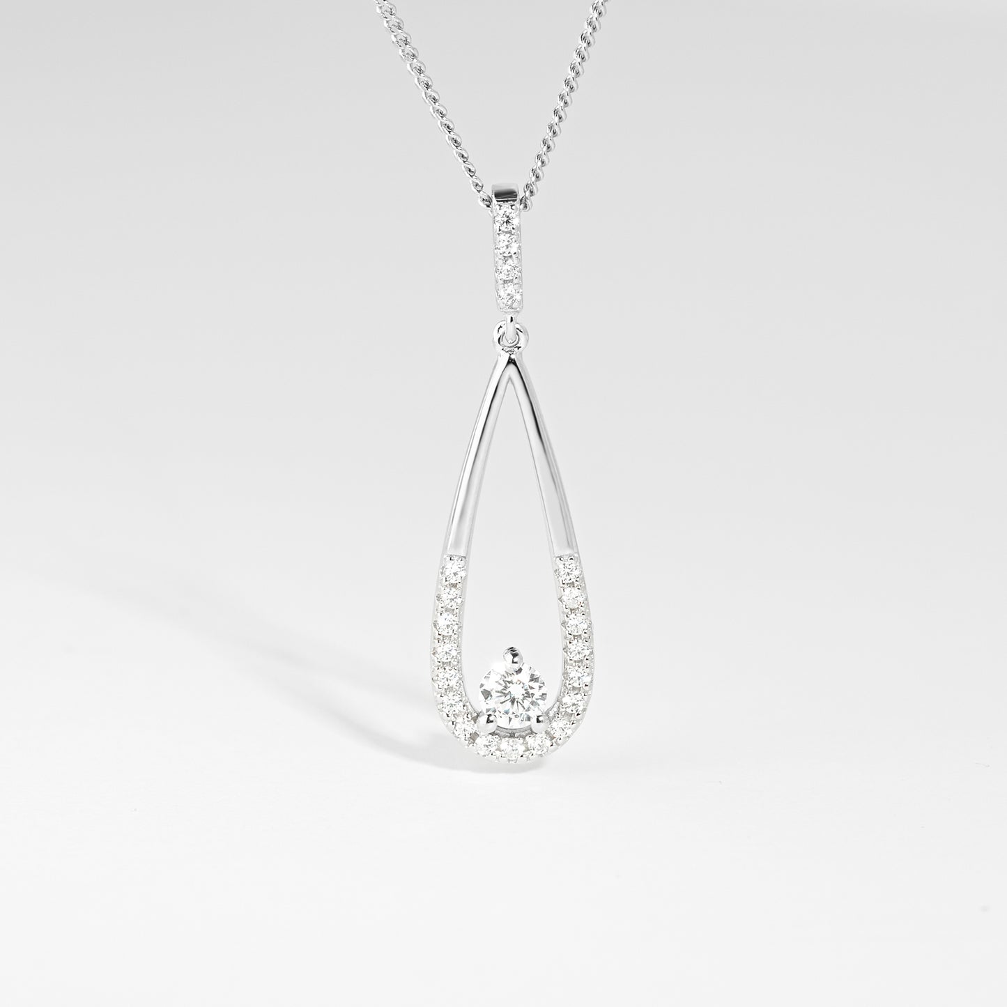 Sterling Silver Teardrop Zirconia Pendant