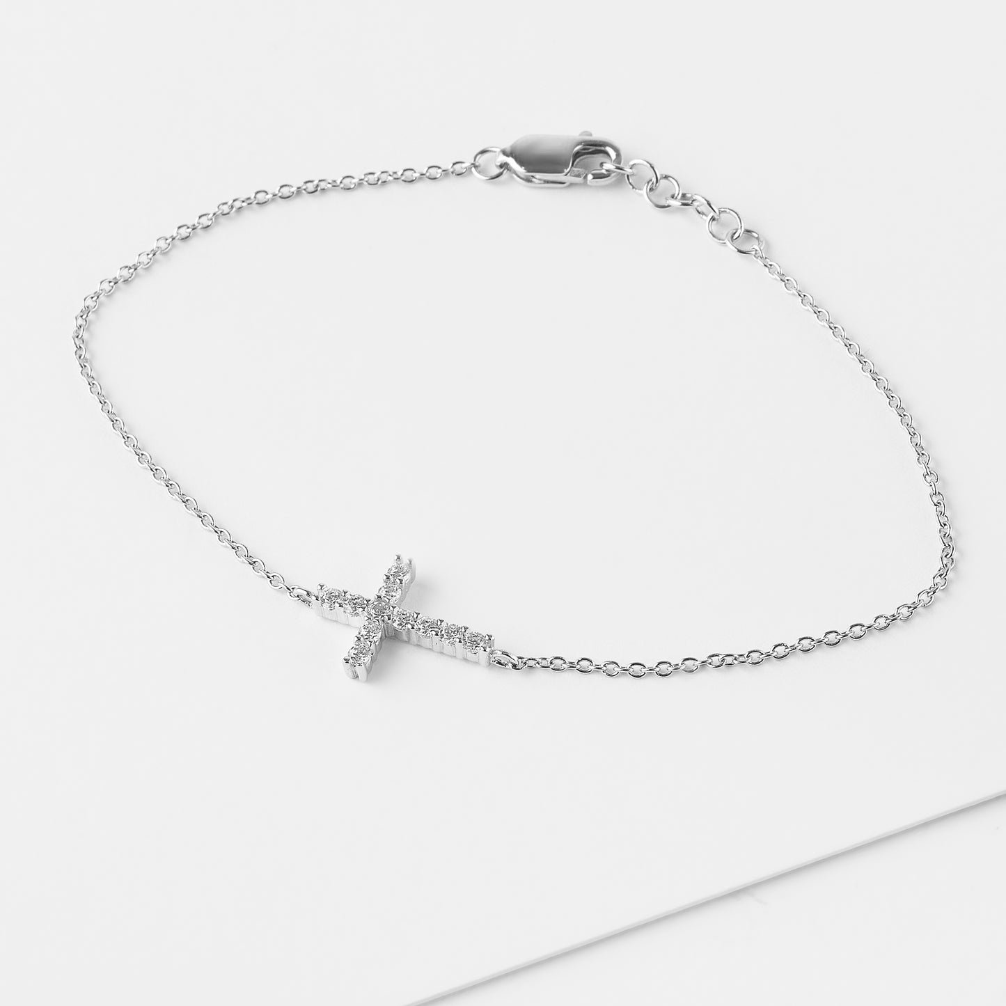 Sterling Silver Zirconia Cross Bracelet