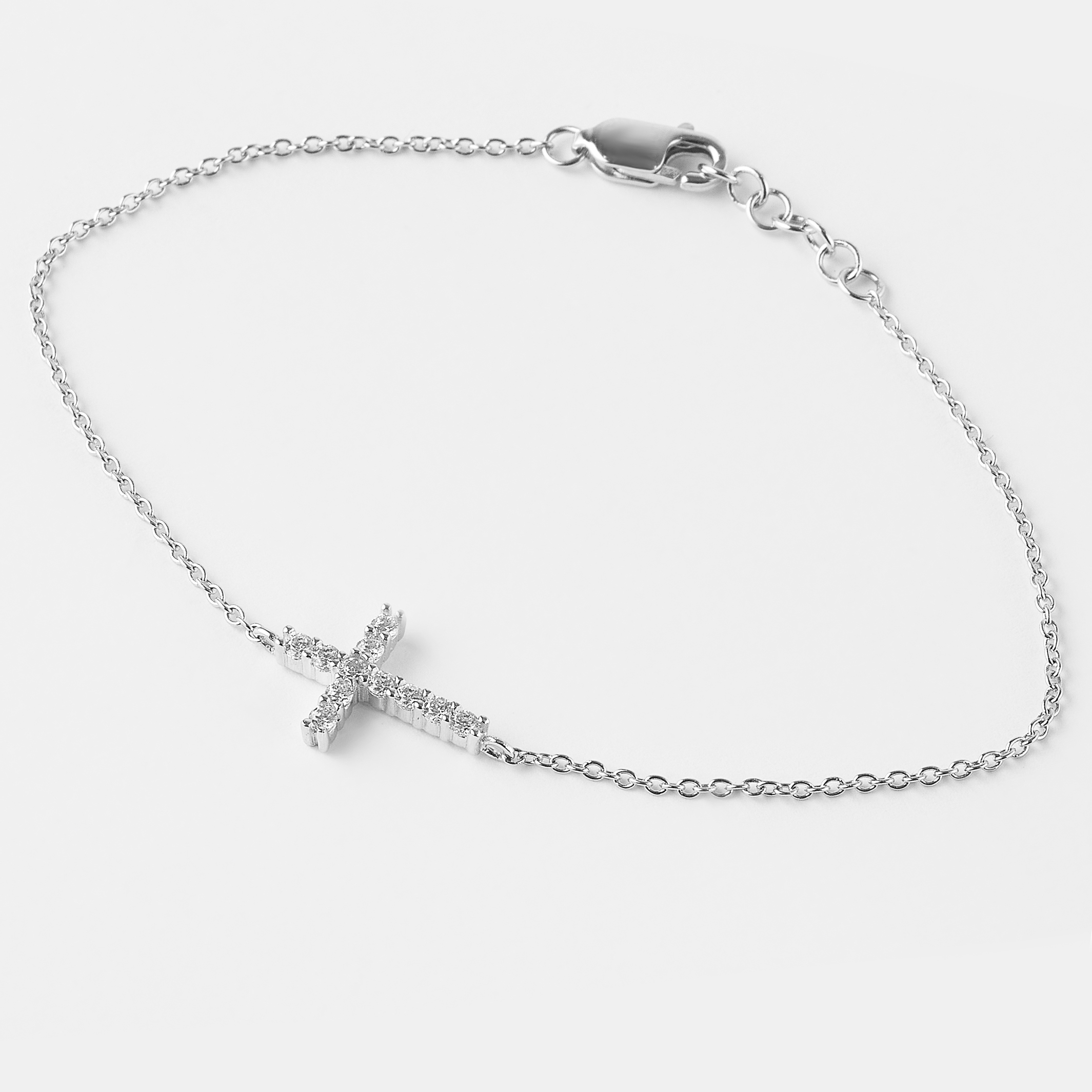 Sterling Silver Zirconia Cross Bracelet