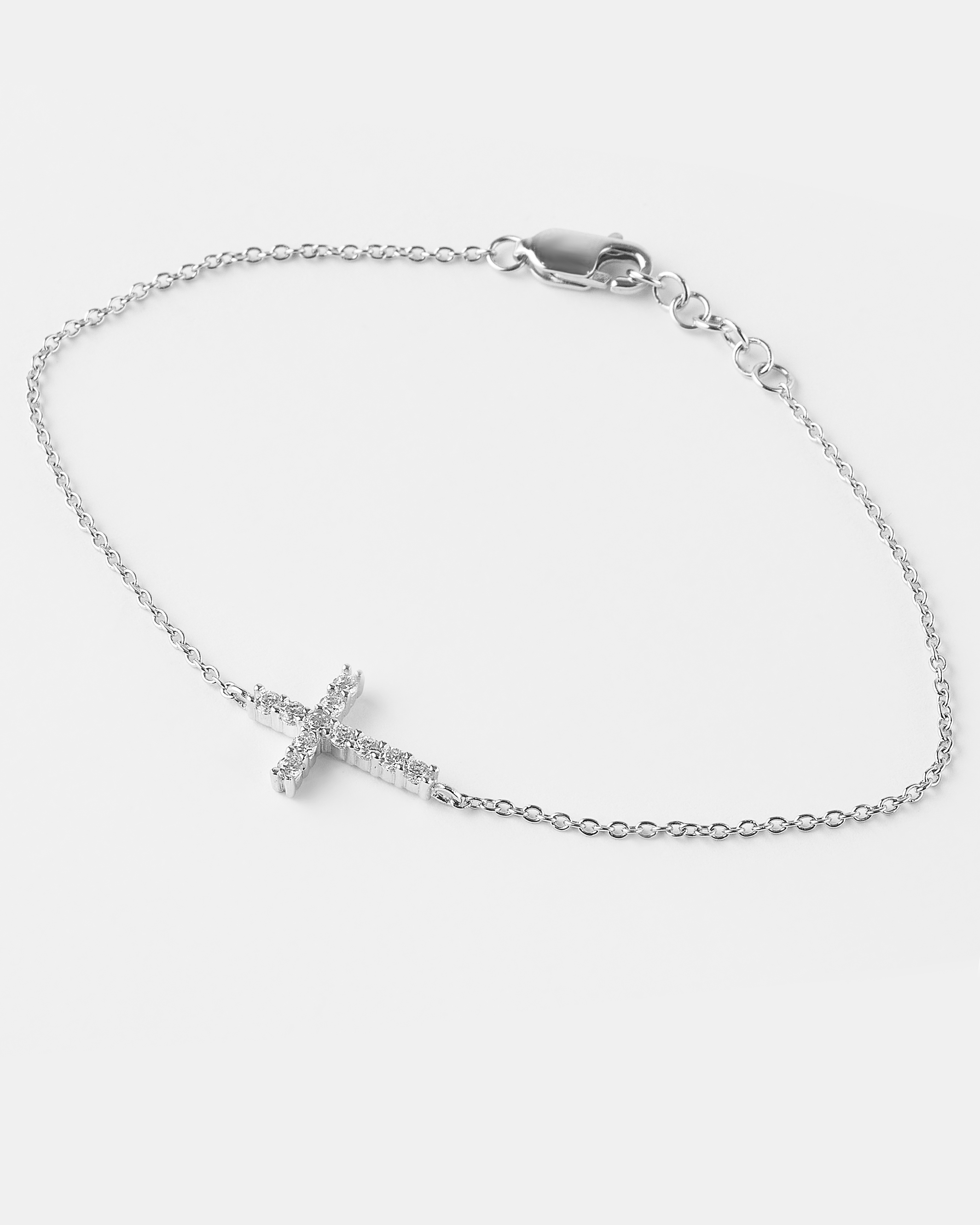 Sterling Silver Zirconia Cross Bracelet