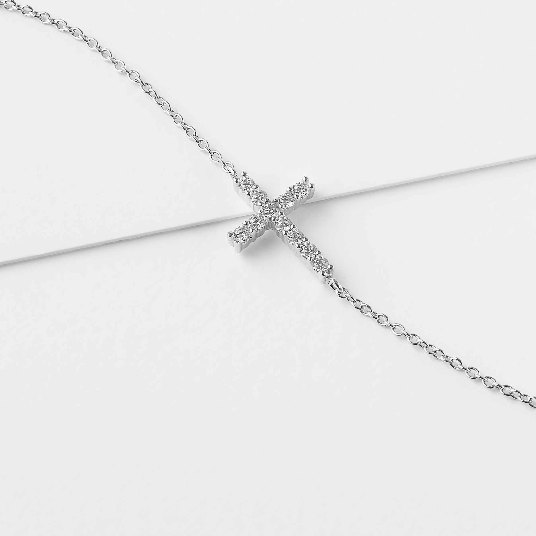 Sterling Silver Zirconia Cross Bracelet