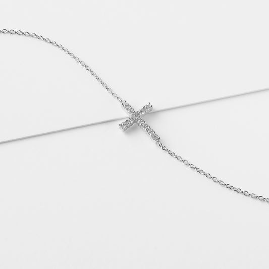 Sterling Silver Zirconia Cross Bracelet