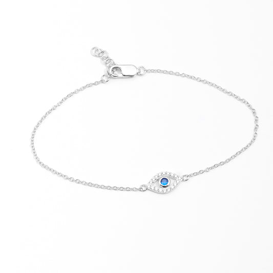 Sterling Silver Zirconia Evil Eye Bracelet