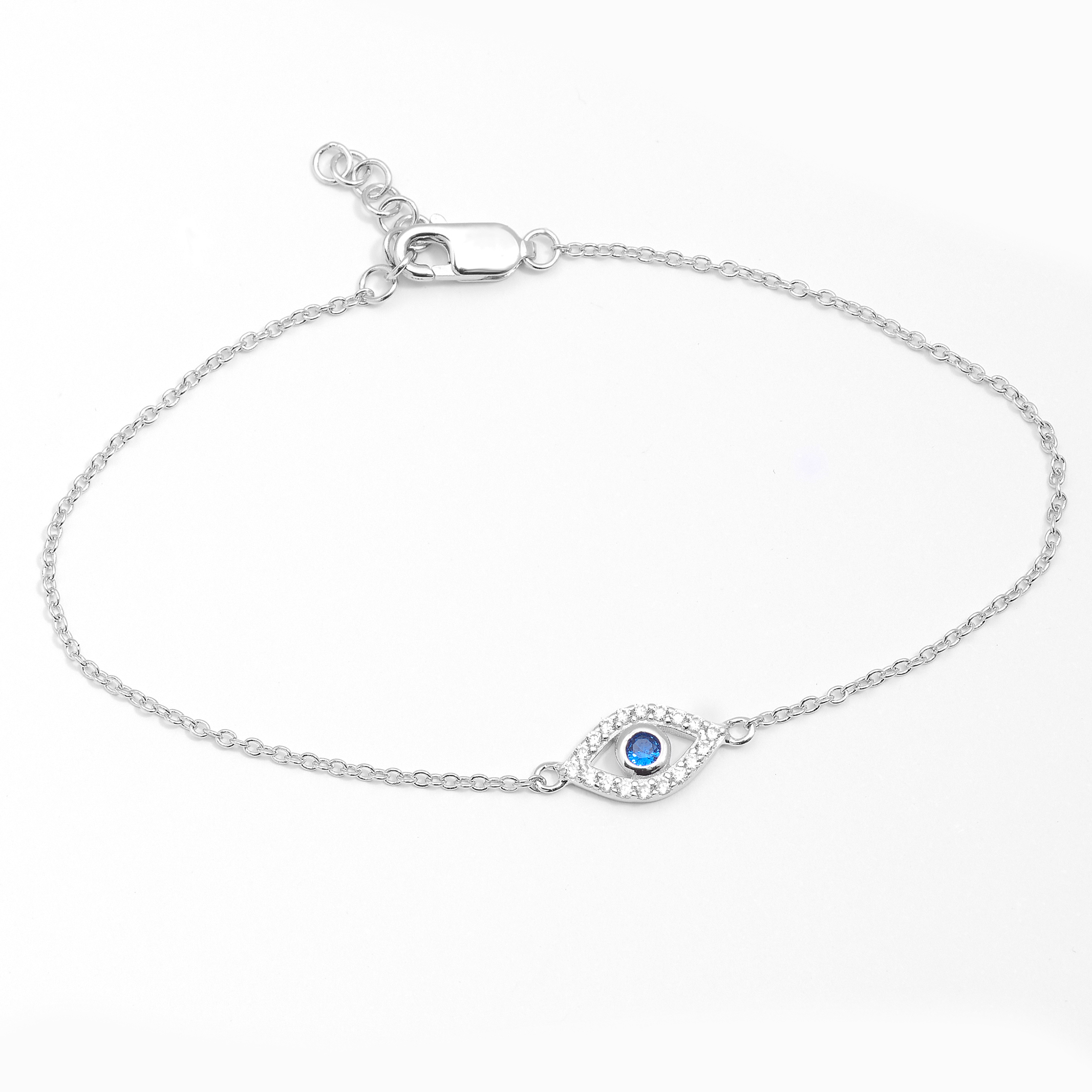 Sterling Silver Zirconia Evil Eye Bracelet