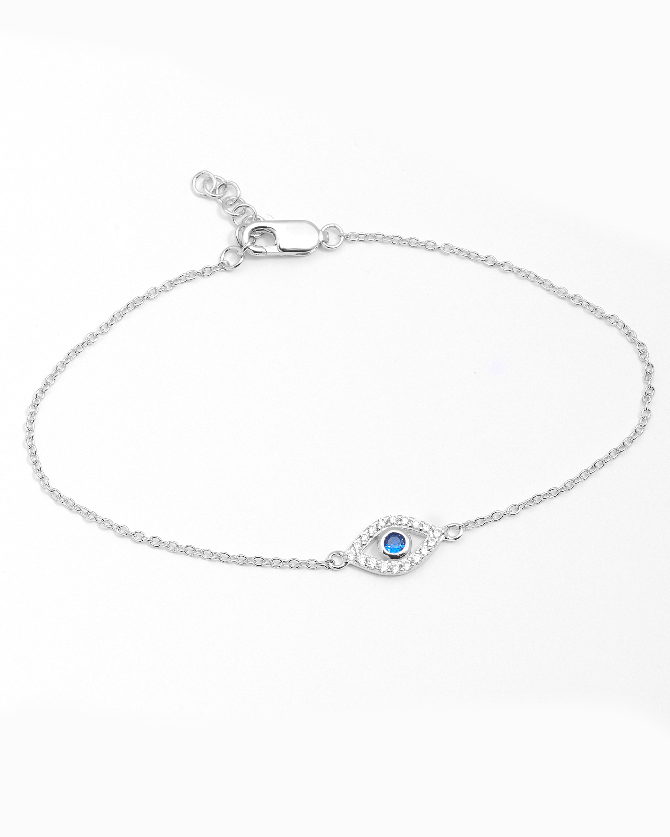 Sterling Silver Zirconia Evil Eye Bracelet