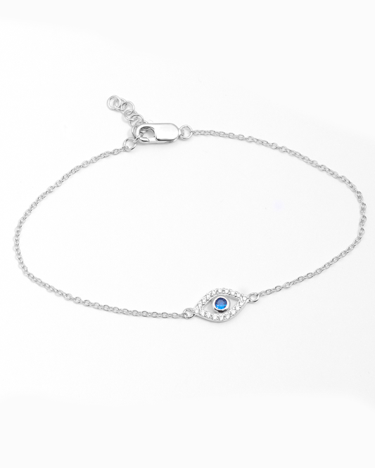 Sterling Silver Zirconia Evil Eye Bracelet