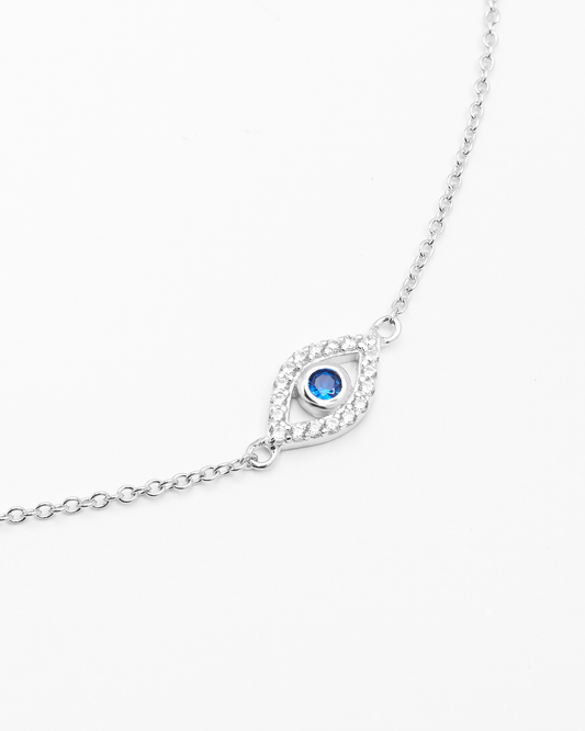 Sterling Silver Zirconia Evil Eye Bracelet