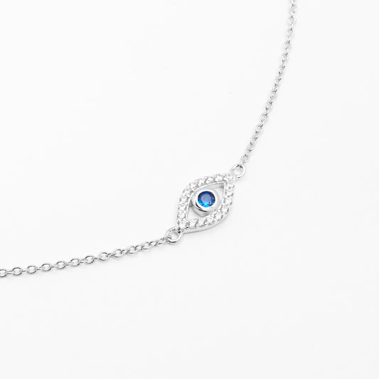 Sterling Silver Zirconia Evil Eye Bracelet